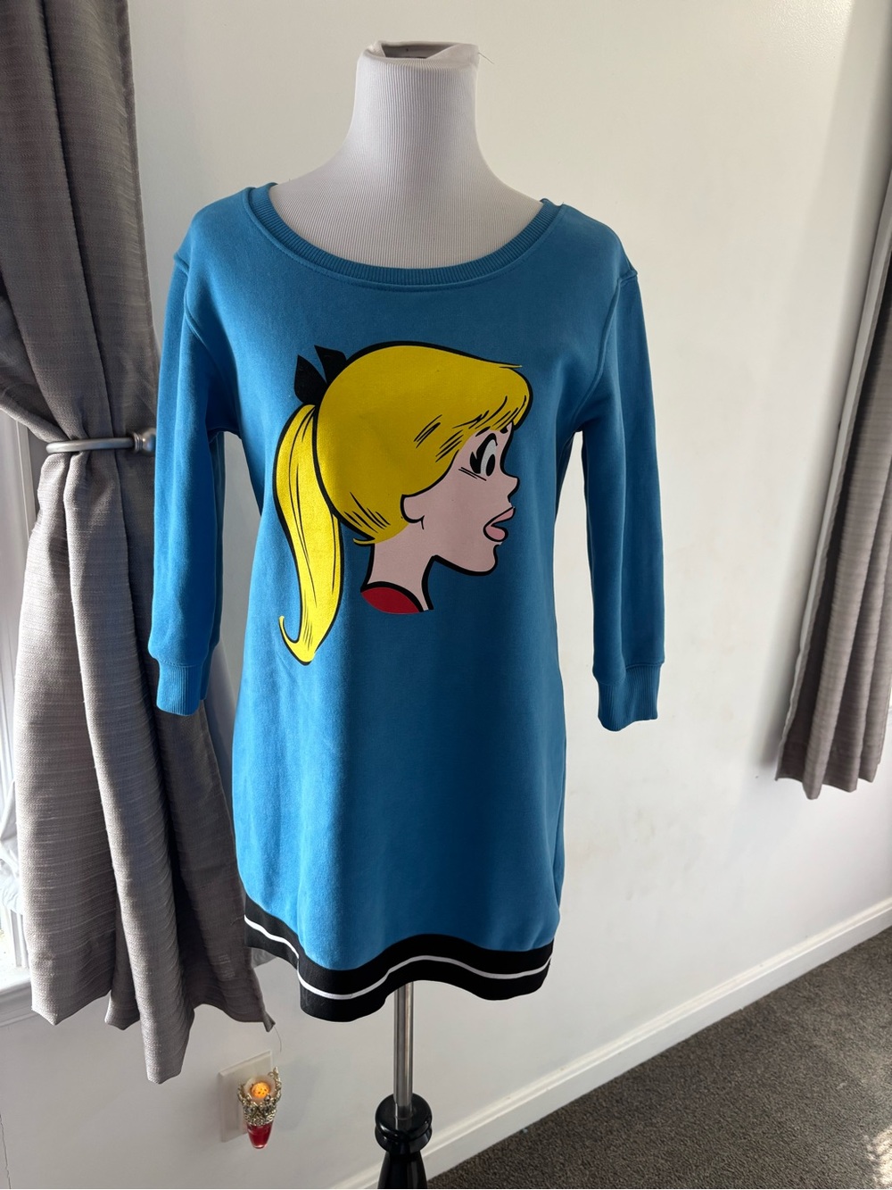 Rachel Antonoff Blue Mini Dress with Yellow Graphic